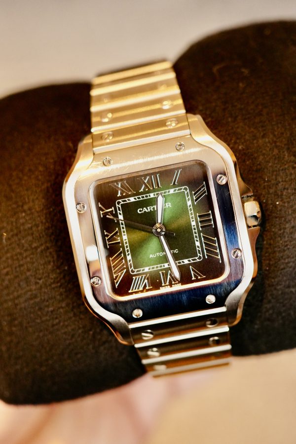 October 2024 Cartier Santos de Cartier Green Dial Mid Size - WSSA0061 FULL SET - Image 2