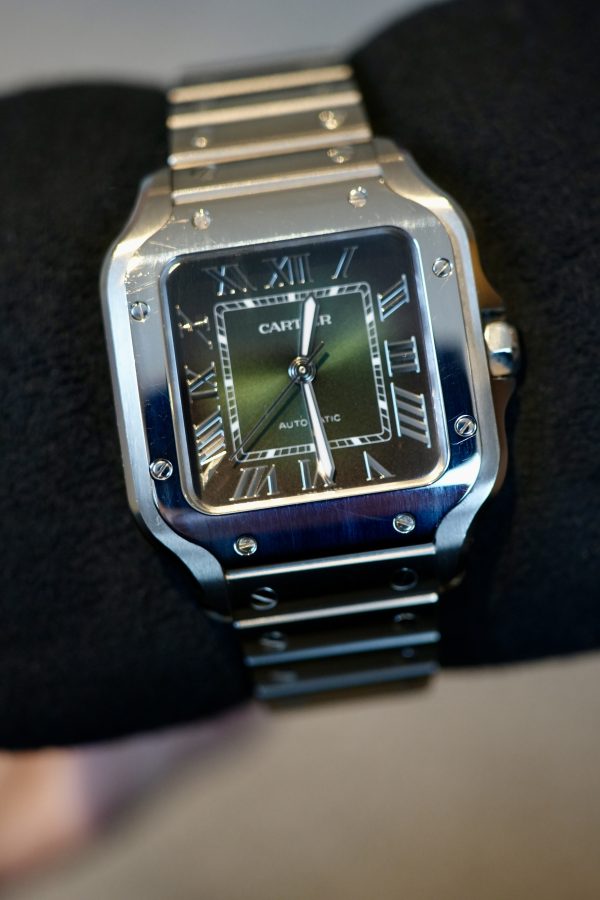 October 2024 Cartier Santos de Cartier Green Dial Mid Size - WSSA0061 FULL SET - Image 3