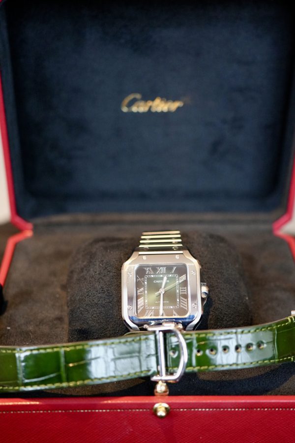 October 2024 Cartier Santos de Cartier Green Dial Mid Size - WSSA0061 FULL SET - Image 6