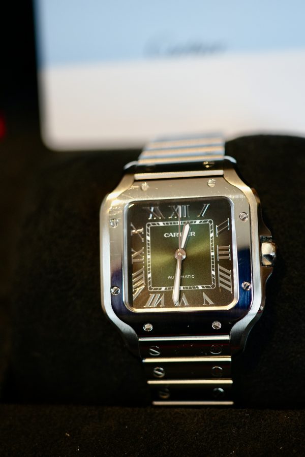 October 2024 Cartier Santos de Cartier Green Dial Mid Size - WSSA0061 FULL SET