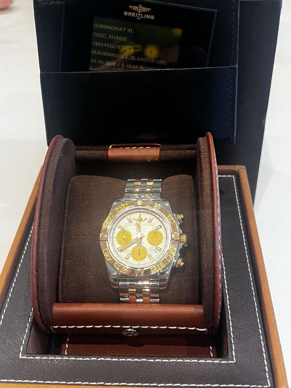 BREITLING CHRONOMAT 41mm ROSE GOLD STAINLESS STEEL ref: CB0140 FULL SET - Image 6
