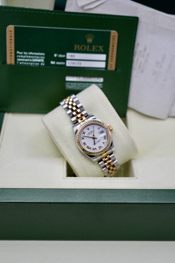 Rolex Datejust 26 179173 White Roman Dial Steel & Gold - FULL SET W Receipt - Image 3
