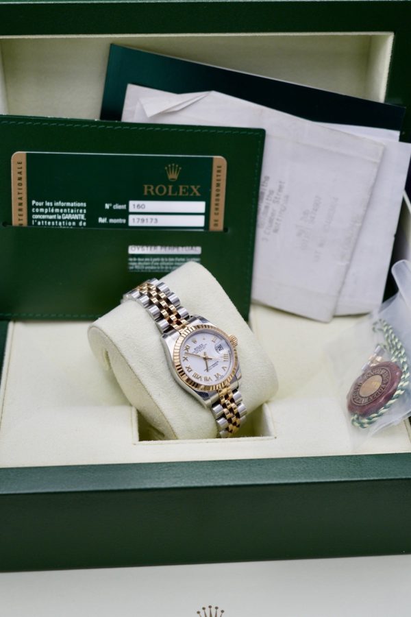 Rolex Datejust 26 179173 White Roman Dial Steel & Gold - FULL SET W Receipt - Image 4