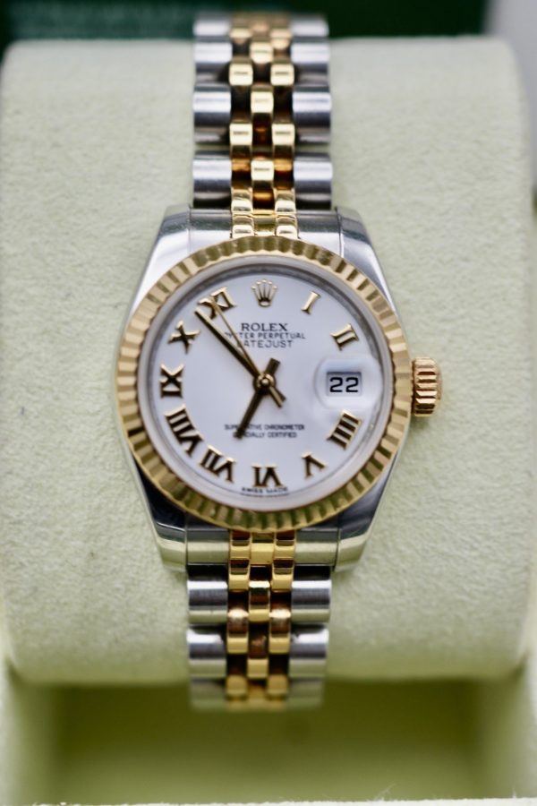Rolex Datejust 26 179173 White Roman Dial Steel & Gold - FULL SET W Receipt - Image 6