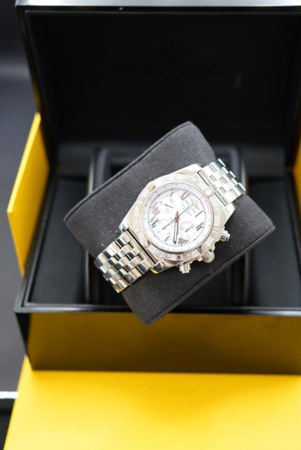 Breitling Chronomat White Dial Watch - AB0110AA Dimond Bezel 2019 service - Image 5