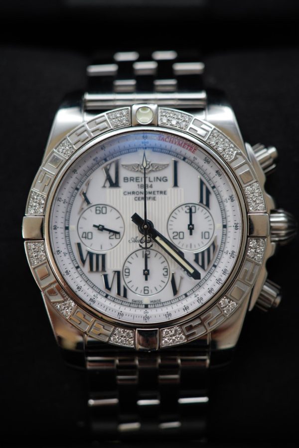 Breitling Chronomat White Dial Watch - AB0110AA Dimond Bezel 2019 service - Image 6