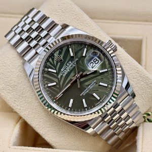 Rolex Datejust 36mm 126234 2021 Rare Factory Green Palm Dial Full Set UNWORN
