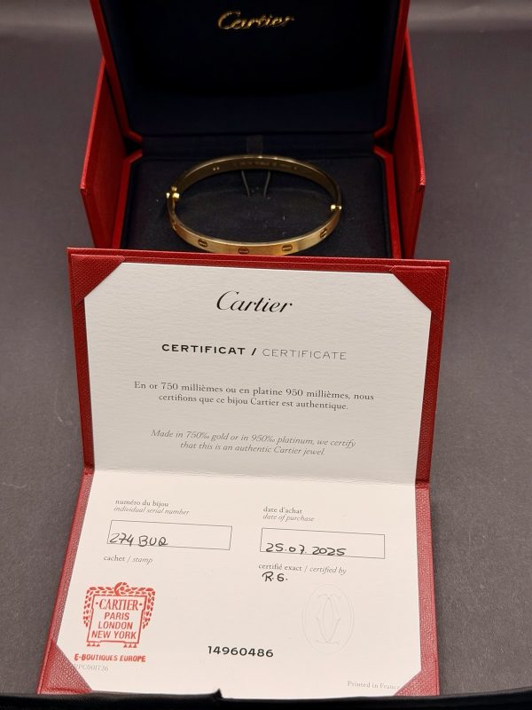 2025 Cartier Love Bracelet Yellow Brushed Gold Size 20 B6077017 RRP: £7,050 - Image 4