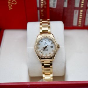 Ladies Omega Seamaster 2079.50.00 SOLID GOLD FACTORY DIAMOND SET - FULL SET