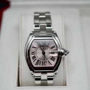 Cartier Roadster Pink Dial 31mm Stainless Steel Quartz 2675 Box & papers